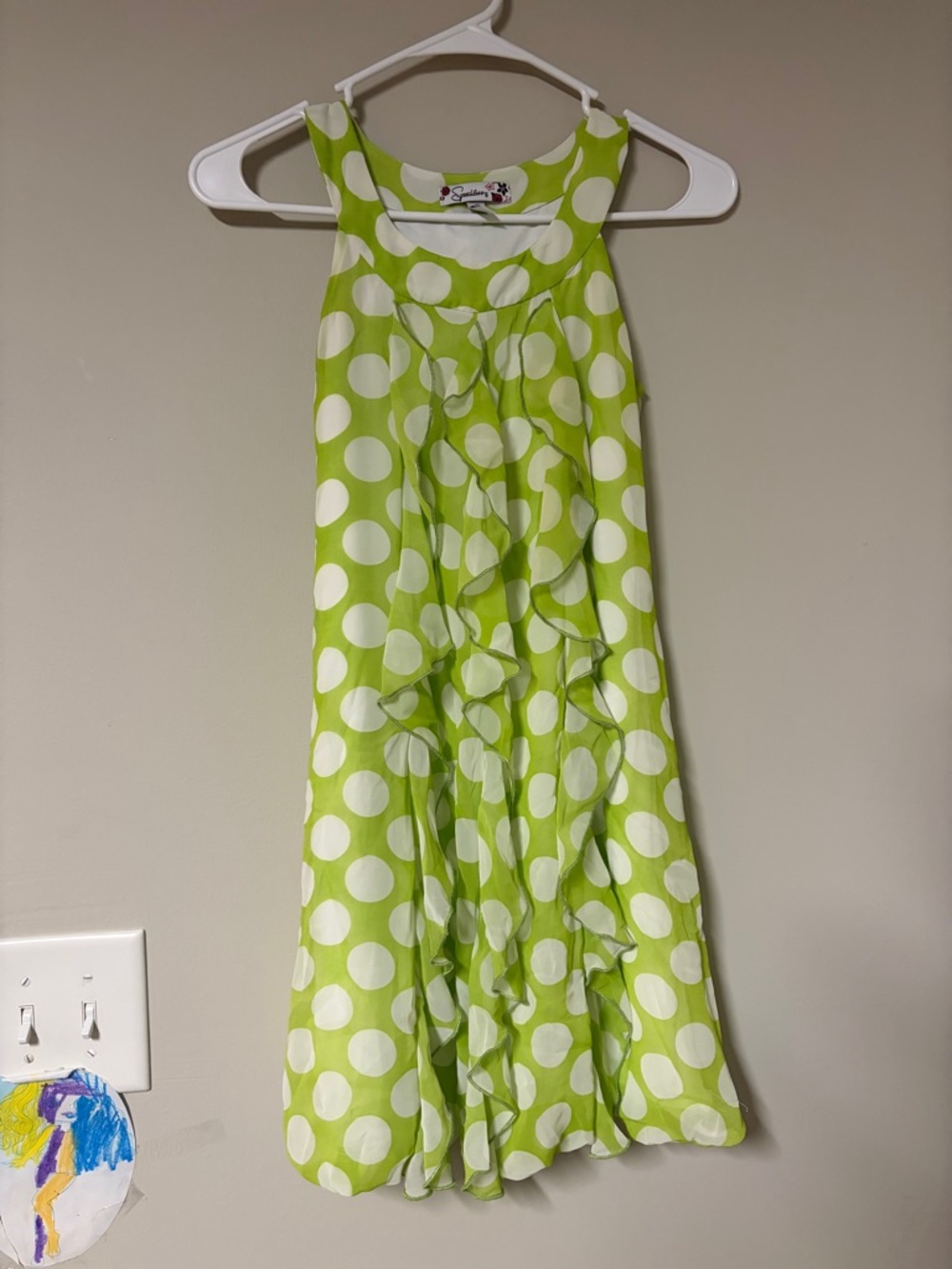 Y2K Tween Polka Dot Ruffle Sundress Lime Green by Speechless Size 12 Big girls